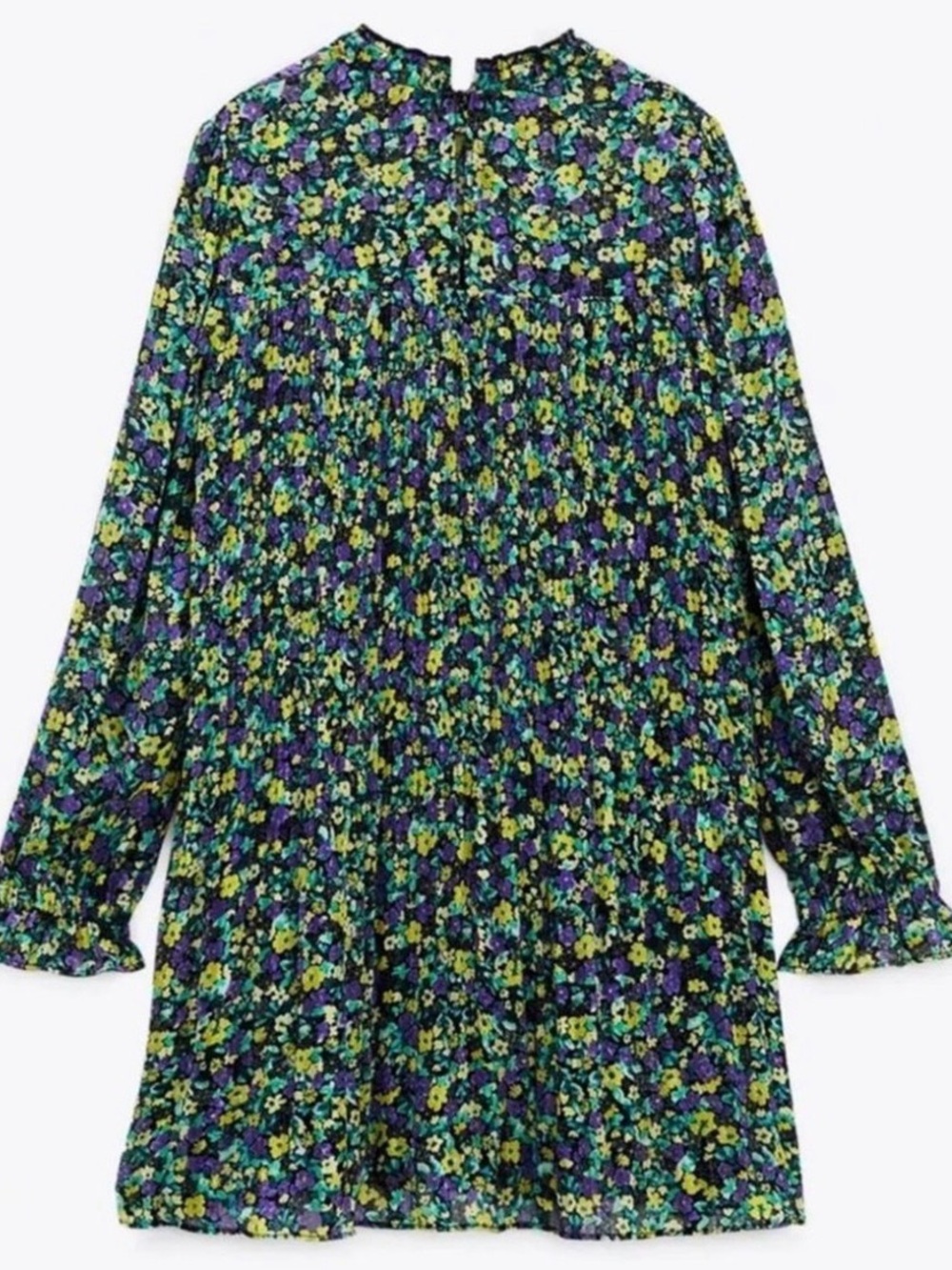 Zara Floral Mini Dress in Purple, Yellow, Green